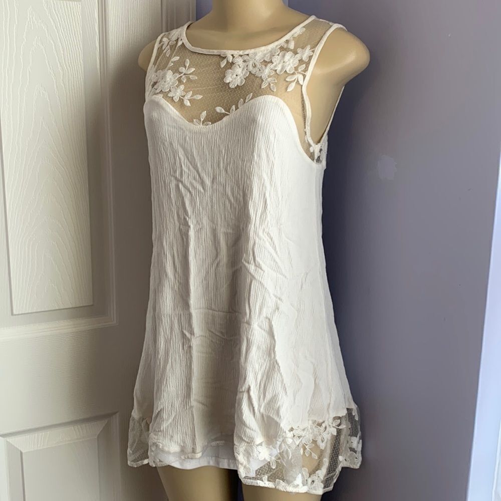 Paper Crane Embroidered Swimwear Cover Up Dress S Ivory